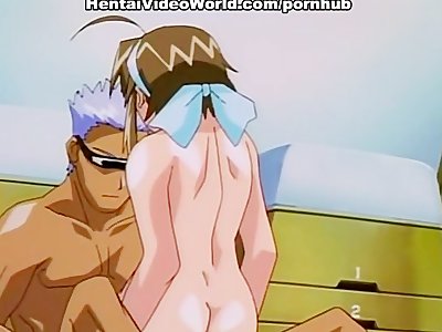 Hot sex scene with anime girl in glasses